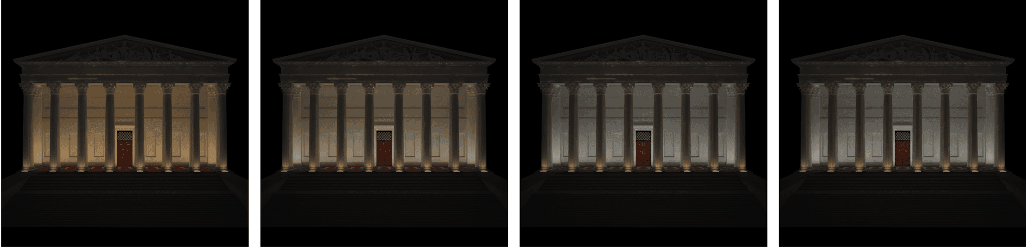  Lighting, Material and Reflectance (From the left to the right, 3000K, 4000K, 5000K, 6000K) 