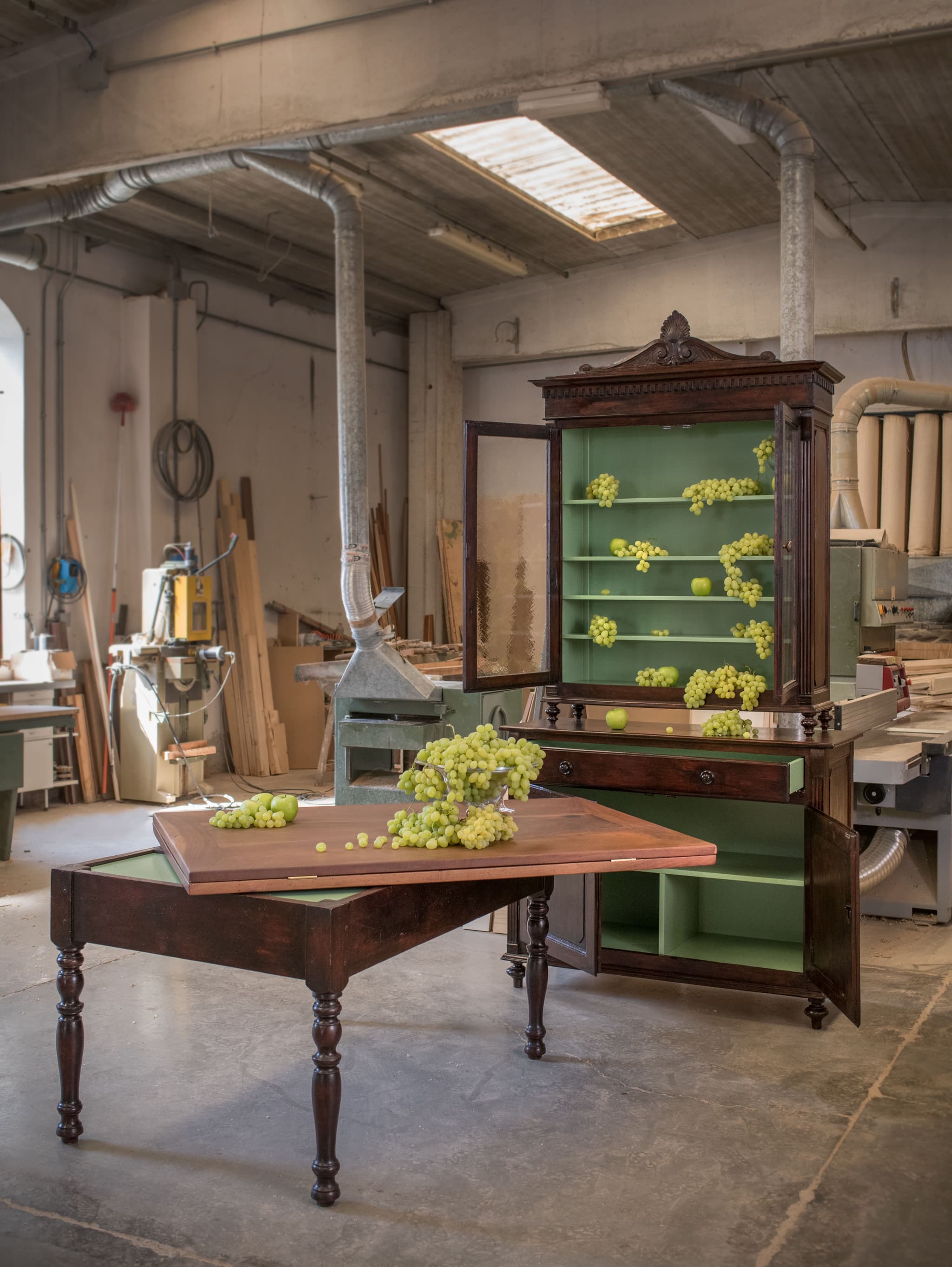 Sideboard Giacomo with Table, ReDesign project, year 2016, producer Falegnameria 88, Prato, Italy