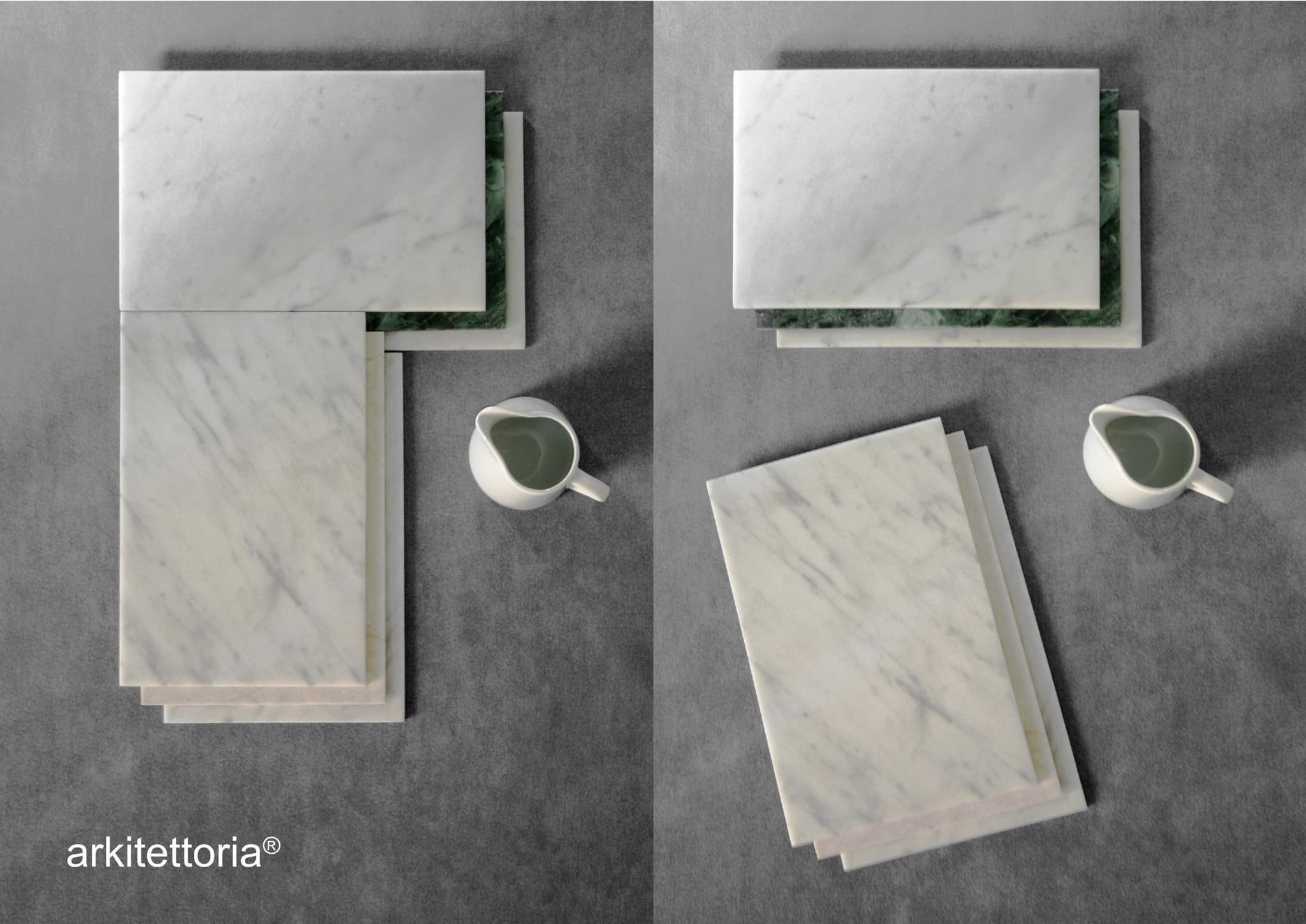 Tray Apuane, combination of two trays,year 2022, producer Pelletti e Simonetti, Pietrasanta, Italy