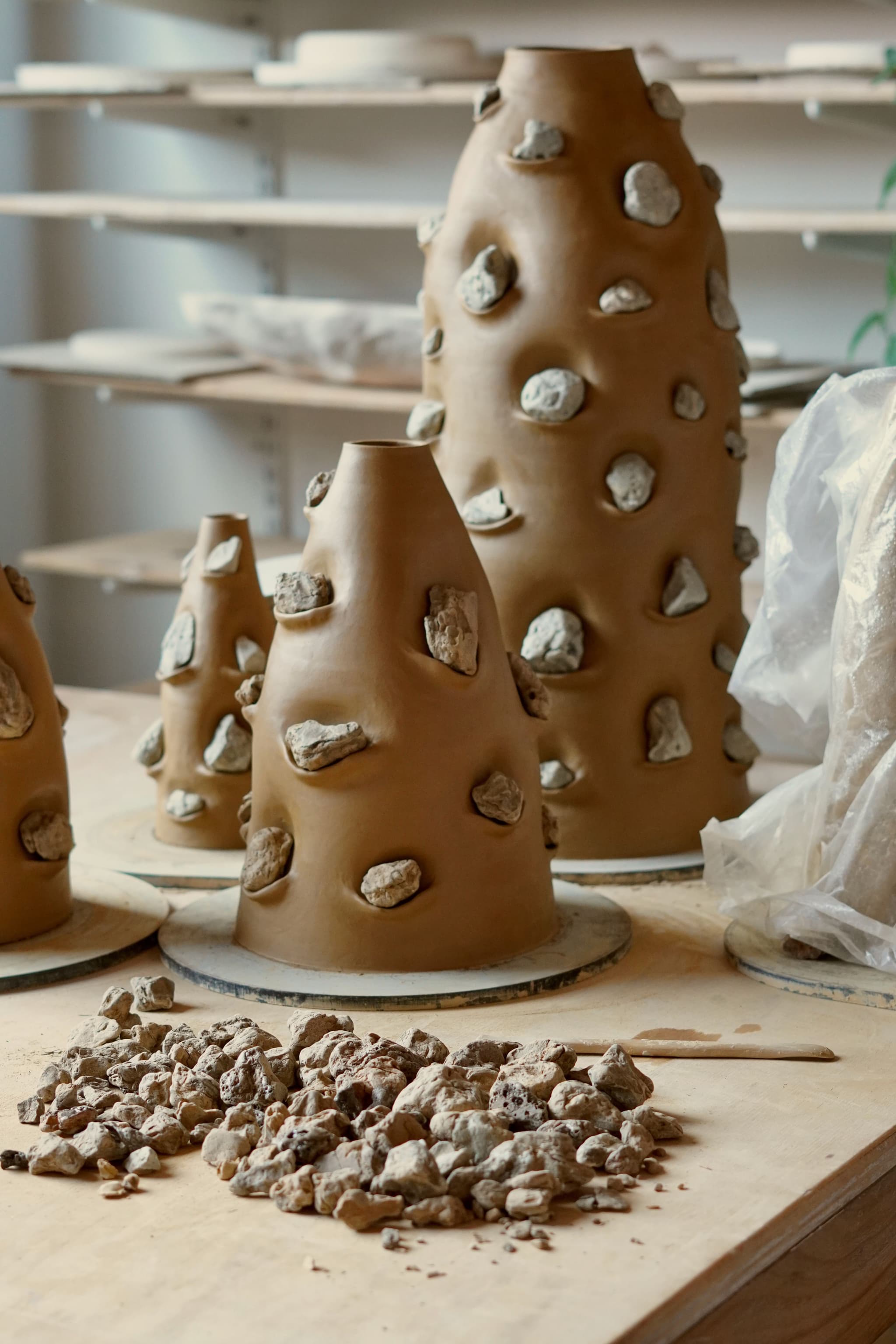 Rock cycle vessels by Claire Ellis.