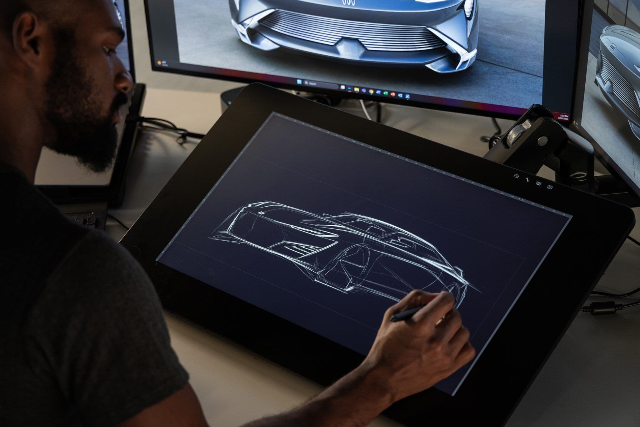 Digital Sketching of a model at Buick. Photo credit: Buick