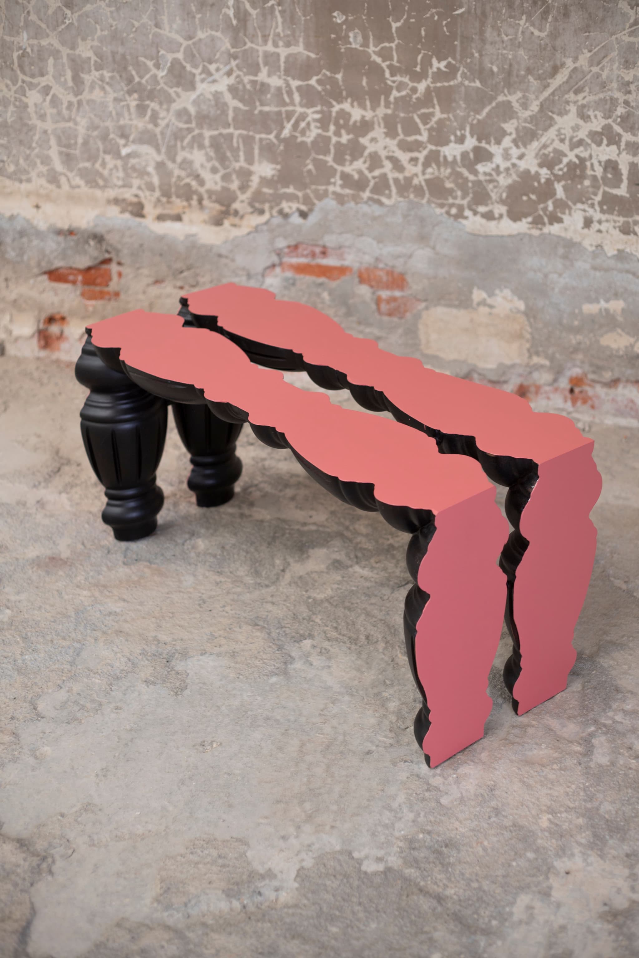 Turned Bench #2 in The "Second Chance Collection" | Material: Classic Billiard Table Legs (Photo credit: @Demi Manders)